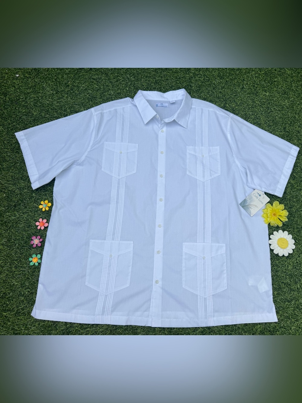 Café Luna NWT White Guayabera Cuban Wedding Shirt Size 3XL